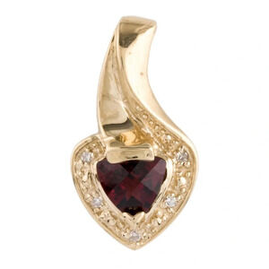 Brand New $500 Garnet and Diamond Pendant 14K Yellow Gold - 100% Authentic